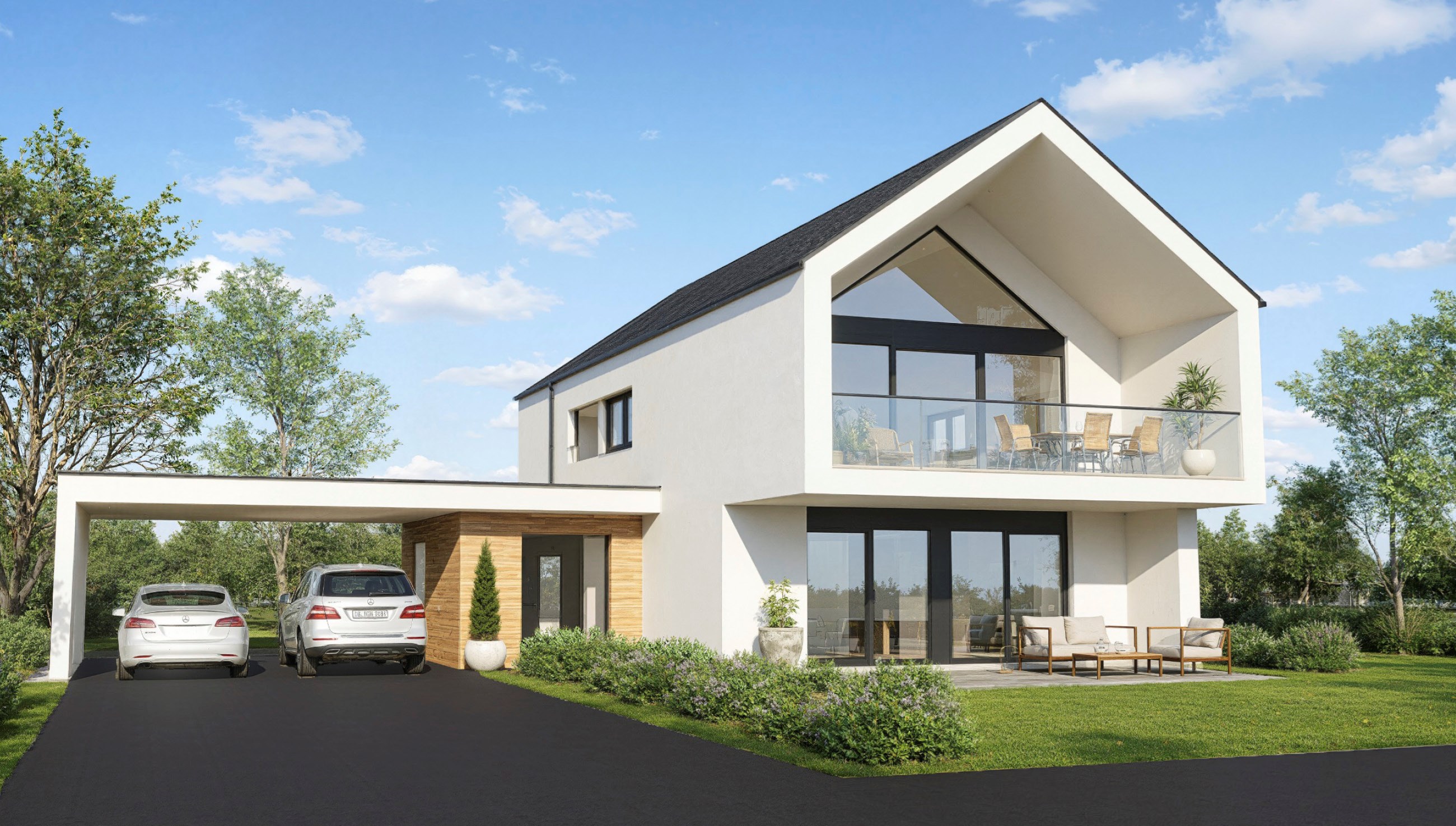 Haus mit Autos