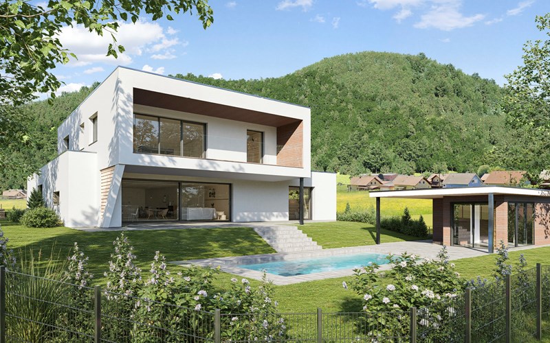 Flachdach Haus Plan